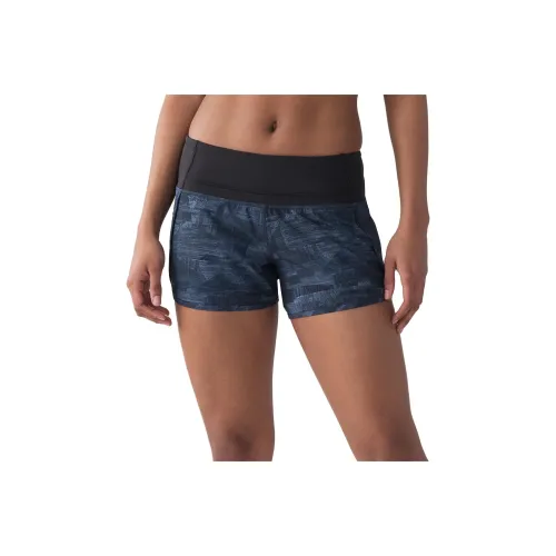 lululemon RUN TIMES Спортивные шорты Женские Синий Черный С принтом