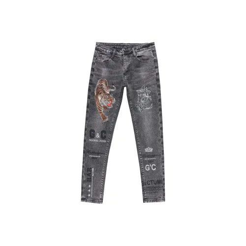 VUAS Лето Джинсы Slim Fit С подворотом Унисекс