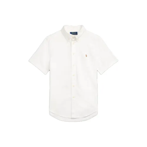Polo Ralph Lauren SS24 Животный узор Однотонная рубашка Летняя Детская Белая