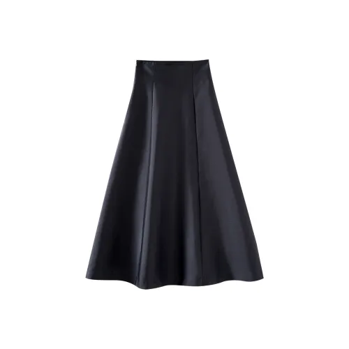 OUNIXUE Повседневный Длинный Юбка Женские Черный