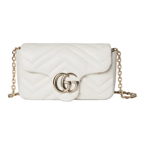 GUCCI GG Marmont Овечья кожа Сумка через плечо Мини Женская Белая