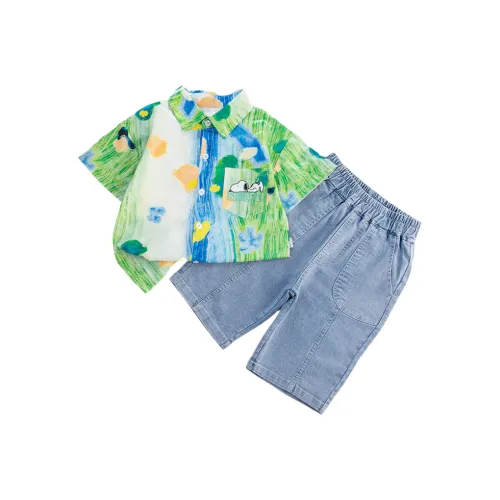 SNOOPY Комплект Рубашка Летний Синий Зеленый Детский