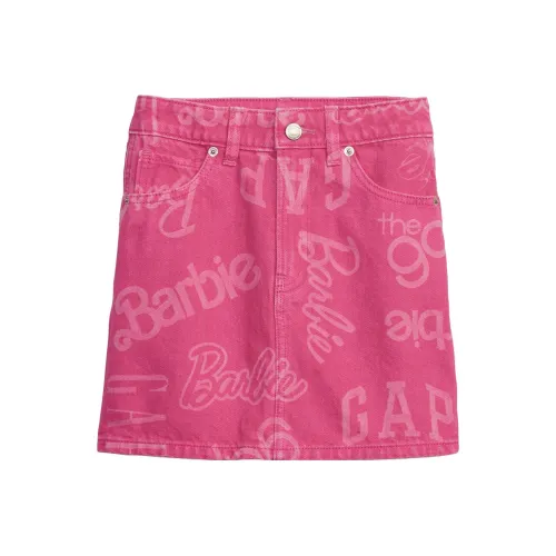GAP co-brand x Barbie SS23 Co Branded Series Буква Полный принт Умеренный Юбка Детский