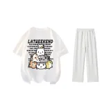 Комплект одежды (Белая футболка + Бело-серые повседневные штаны Фотиния)