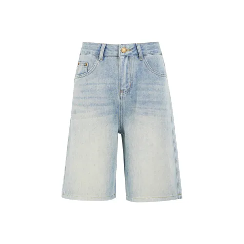 Wen Shan Джинсовые шорты Женские Винтажные синие