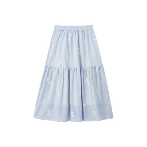 LEDIN Повседневный Длинный Юбка Женская Ледяной Залив Синий