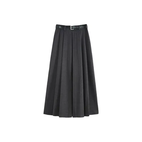 Wbwq Повседневный Длинный Юбка Женские Темно-Серый
