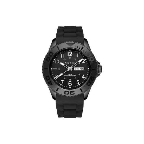 Clip Clop Кварцевый механизм силиконовый ремешок мужские часы черный циферблат