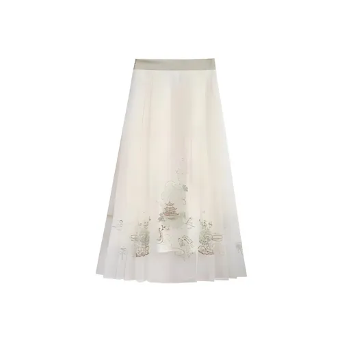 ZIHAN Повседневный Длинный Юбка Женская Прозрачный Нефрит Белый