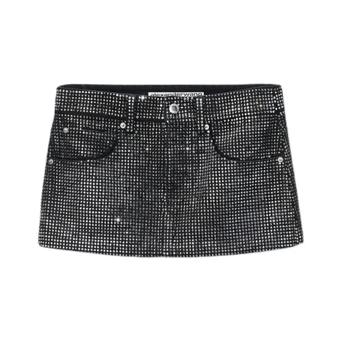 Alexander Wang FW24 Джинсовые короткие юбки Женские Выстиранный Черный