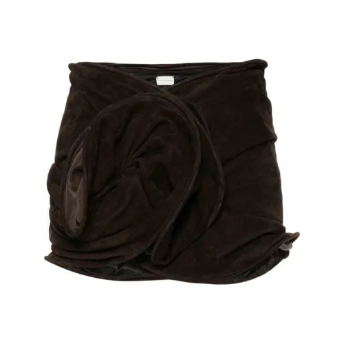 MAGDA BUTRYM SS24 Кожаная короткая юбка Женская Cedar Brown