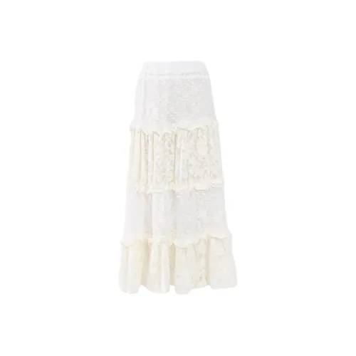 Kazakhstan Повседневный Длинный Юбка Женская Белая