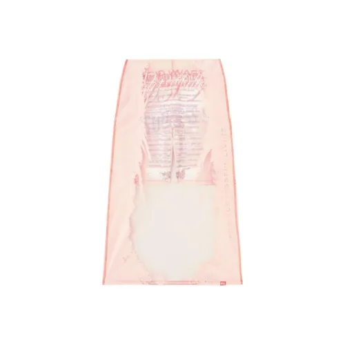 DIESEL SS25 Отделение Midi Юбка с Lyrics Принт Remaster Повседневный Длинный Юбка Женские Медово-розовый