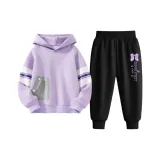 [Spring Autumn] Фиолетовый Свитшот + Черные Штаны