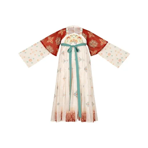 Абрикосовый белый платье PUSH Вверх Kids Ханьфу