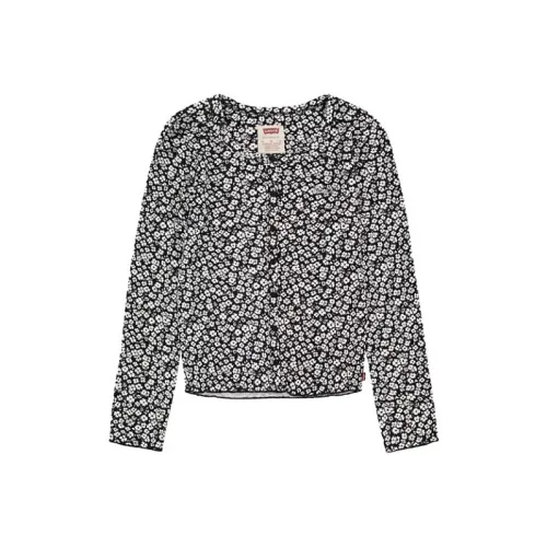 Levi's Детский топ с цветочным узором ребристый черный детский