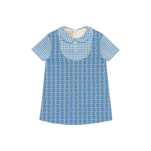 GUCCI Платье Детская одежда Малыш Двойной G Джерси Платье Blue Baby