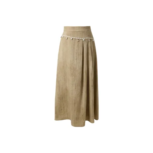 3COLOUR Повседневный Длинный Юбка Женские Кофе