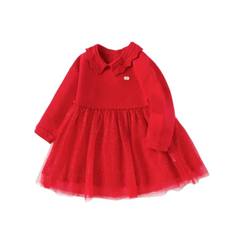 Balabala Детское платье красное китайское для детей 3-7 лет