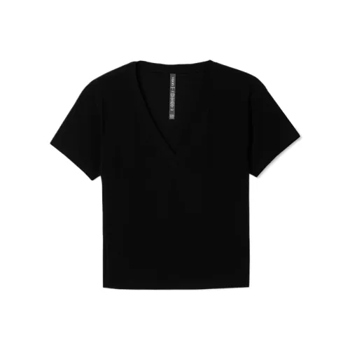 Vuori Рукав с оборванным плечом T-рубашка Женская Черная