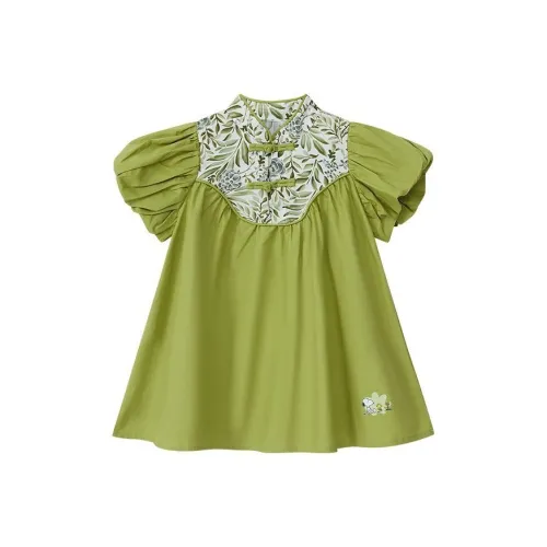 SNOOPY Детское платье зеленого цвета для детей в возрасте 3-7 лет