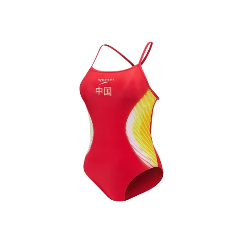 Speedo совместный модель Ван-Пис Купальник Женские Красный Желтый