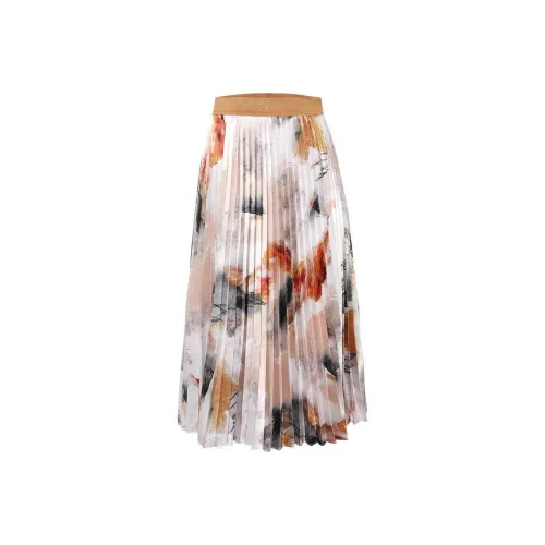 BBLLUUEE Повседневный Длинный Юбка Женские Ri MU Оранжевый