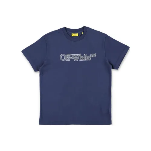 Off Белый и синий цвет Kids T-рубашки