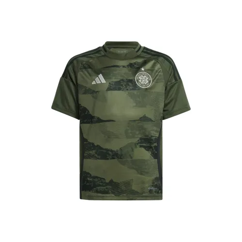 Adidas Celtic FC FW24 Вторая Джерси T Рубашка Темно-тенистый зеленый Подростки