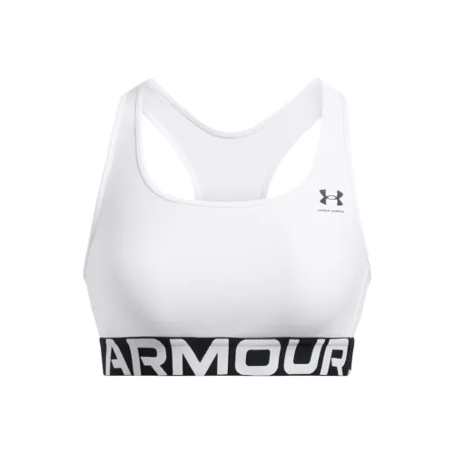Under Armour HeatGearBranded MID Спортивный бюстгальтер Спортивное белье Женское Белое