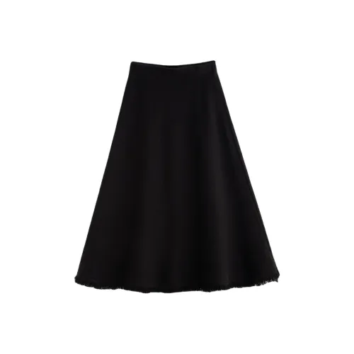 Tonlion Повседневный Длинный Юбка Женские Черный