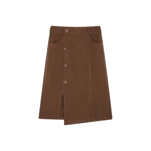 Mo Han Yi Mei Повседневный Длинный Юбка Женские Темно-Кофейный