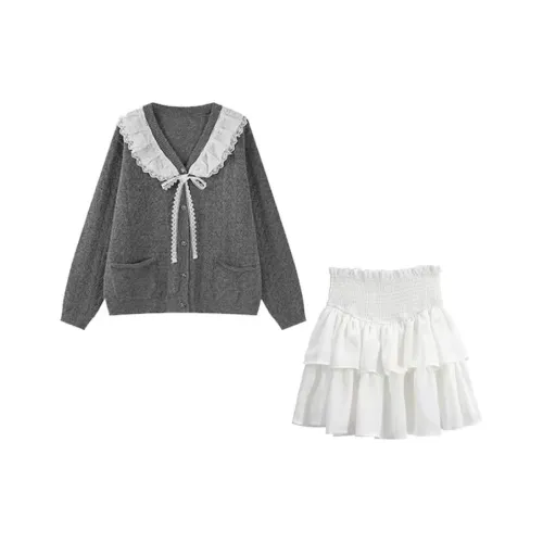 PUREIDOL Комплект с юбкой Женские Серый [Топ + Короткая юбка]