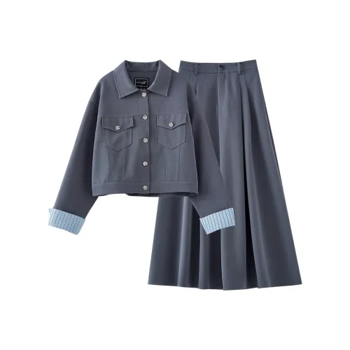 OUNIXUE Серый Женские Комплекты с юбкой