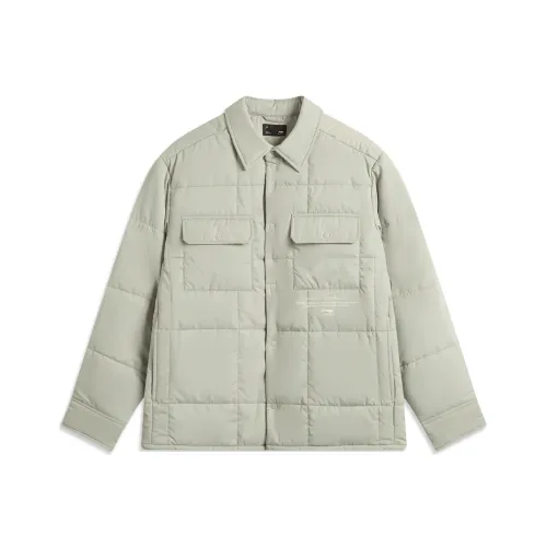 LINING Хлопковый пуховик Мужской Пыльно-серый Зеленый