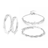 Карамельный коричневый, парные кольца "Сердце", браслет