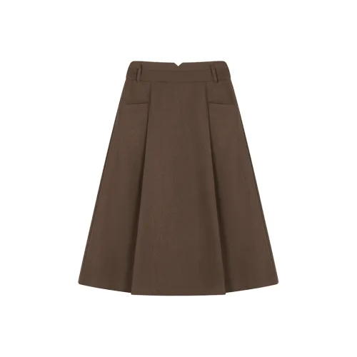 Mo Han Yi Mei Повседневный Длинный Юбка Женская Кофейно-Коричневый