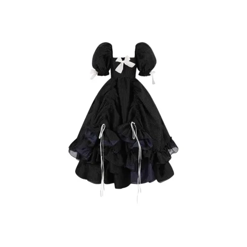 Selkie Коллекция FW24 Evening Платье Женское Темно-синий с Линейным Принт