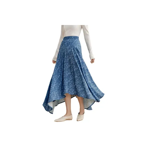 Inman Повседневный Длинный Юбка Женские Джинсовый синий