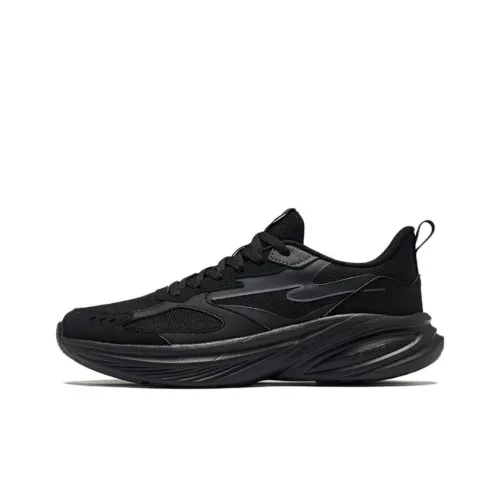 Erke Shock Absorbers Slip-Resistant Low Top Casual Running Shoes Men's Black Эрке Shock Absorbers противоскользящие низкие топовые повседневные беговые кроссовки мужские черные