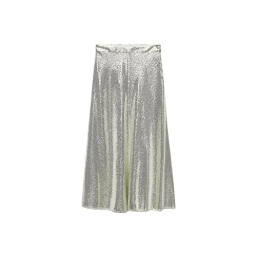 ZARA ZW Series Повседневный Длинный Юбка Женские Золото Серебряный