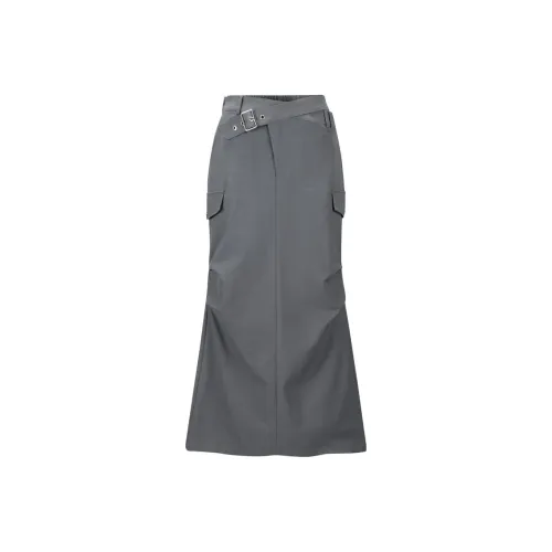 PEACEBIRD Повседневный Длинный Юбка Женская Призрачный Серый