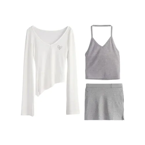 HUINIAN Комплект с юбкой Женская Белый Серый Комплект