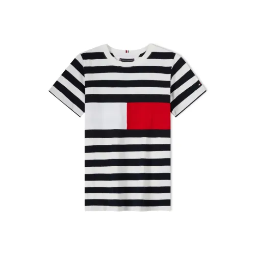 Tommy Hilfiger Темно-синий, синий, белый, полосы, цветочный, 001, KIDS, T-рубашки