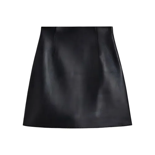 SCANLAN THEODORE Кожа Bonded Мини Кожаные короткие юбки Женские Черный
