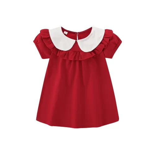 SEAFUNG Стильный Цветовой блок Воротник Питера Пэна Принцесс Стиль Удобный Мягкий Легкий Версия A Тонкий Позиционирование Стиль Красный Детский