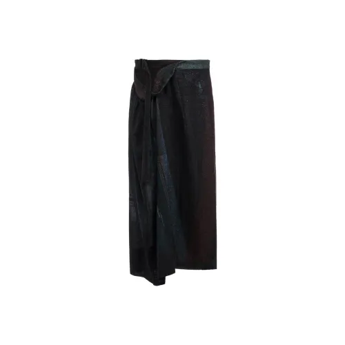 Yohji Yamamoto Синий Женская Повседневная Длинная Юбка