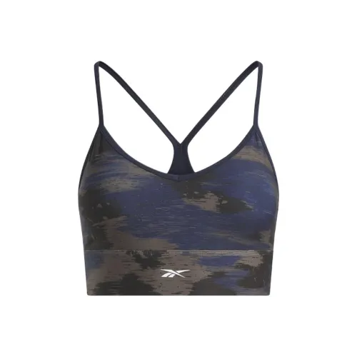 Reebok Workout Ready Camo Print Бюстгальтер Спортивное белье Женское Морской синий