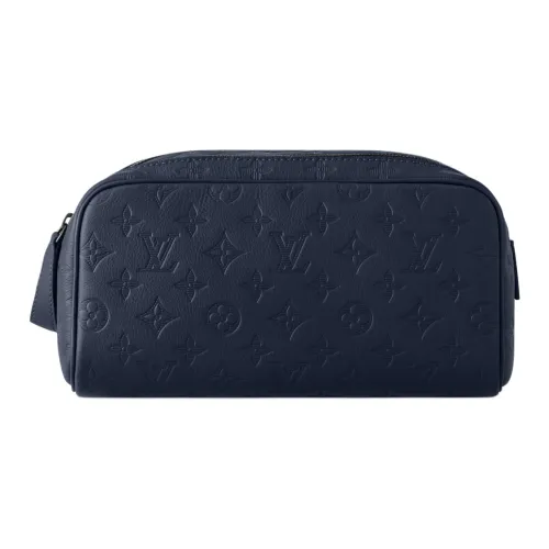 LOUIS VUITTON Dopp Kit Тисненая Коровья Кожа Туалетная Сумка Мужская Темно-Синяя
