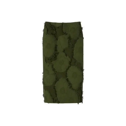 GUCCI SS25 Повседневный Длинный Юбка Женские Лесной зеленый